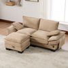 2-Sitzer Sofa B 190 x T 132 x H 84 cm aus Cord mit Hocker und USB-C Bild 1