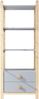 Standregal, 2 Schubladen 4 Ebenen Bücherregal mit Kieferrahmen und Vollholzgriffen für Wohnzimmer Schlafzimmer Bücherzimmer, Holz, Blau+Naturholz, 70×44×180 cm Bild 4