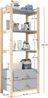 Standregal, 2 Schubladen 4 Ebenen Bücherregal mit Kieferrahmen und Vollholzgriffen für Wohnzimmer Schlafzimmer Bücherzimmer, Holz, Blau+Naturholz, 70×44×180 cm Bild 3