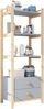 Standregal, 2 Schubladen 4 Ebenen Bücherregal mit Kieferrahmen und Vollholzgriffen für Wohnzimmer Schlafzimmer Bücherzimmer, Holz, Blau+Naturholz, 70×44×180 cm Bild 5