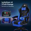 Gamingstuhl mit 2-Punkt-Massage, Fußstütze, 150° verstellbare Rückenlehne, Blau Bild 3