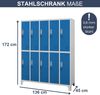 Umkleideschrank Spind BARTEK - 10 Abteile, Etikettenhalter Lüftungsschlitze | Umkleidespind Schließfachschrank Garderobenspind, 172x136x45cm Grau-Blau Bild 2