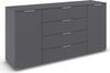 OTTO home Kombikommode Kommode Sideboard Schubladenkommode Schlafzimmerkommode ASTANA (Breite 160 cm / Höhe 81 cm, mit 4 Einlegeböden), 2-türig, 4 geräumige Schubladen, Kantengriff Alufarben MADE IN GERMANY Bild 5