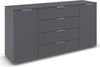 OTTO home Kombikommode Kommode Sideboard Schubladenkommode Schlafzimmerkommode ASTANA (Breite 160 cm / Höhe 81 cm, mit 4 Einlegeböden), 2-türig, 4 geräumige Schubladen, Kantengriff Alufarben MADE IN GERMANY Bild 4