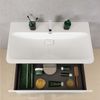 LANZET M9 Waschtisch Set mit Spiegelschrank 130 cm breit, Braun hell, Doppelwaschbecken Gussmarmor Weiß + Waschbeckenbeleuchtung Bild 3