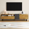 TV-Schrank mit 3 Türen & 2 offenen Fächern, 170 x 42 x 36,5 cm, Natur/Dunkelgrau Bild 3