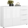 Sideboard >style< in weiß matt - Weißglas - 135x98,7x40cm (BxHxT) Bild 3