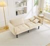 2-in-1 verstellbares Schlafsofa, 176x78x76 cm, Samt Beige, mit klappbaren Armlehnen Bild 3
