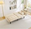 2-in-1 verstellbares Schlafsofa, 176x78x76 cm, Samt Beige, mit klappbaren Armlehnen Bild 2