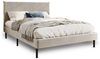 Home Collective Polsterbett 140x200 und 160x200 cm mit Lattenrost und weichem Bezug, Bettgestell (Doppelbett mit gepolstertem Kopfteil, robustes Gestell, hoher Liegekomfort), 140x200 cm, Beige, Samtbezug Bild 2
