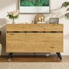 3-Türiges Sideboard, in Holzoptik mit Metallbeinen – Modernes Design, Viel Stauraum, Stabil & Pflegeleicht – Für Wohnzimmer, Esszimmer, Flur geeignet, Holz/Metall， Bild 3