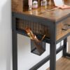 Vasagle Schminktisch mit 3-teiligem Klappspiegel, Föhnhalter und gepolstertem Hocker, vintagebraun-schwarz Holz, 140,8 x 90 x 40 cm Bild 3