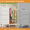 OYRREU Kinderkleiderschrank Kommode mit Kleiderstange & Schuhregal, platzsparend (Aufbewahrungsschrank-Set 1-St, mit 4 Stoffschubladen, Schuhablage) 3-in-1 Organizer Schlafzimmer Garderober Bild 3