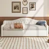Schlafsofa mit Bettfunktion, LED-Beleuchtung, Lattenrost, Armlehnen und Rückenlehne, 90x200cm, Einzelbett, Polsterbett, Stauraumbett Bild 3