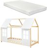 Halboffenes Kinderbett Tostedt mit Matratze 90x200 cm Holz/Weiß [en. casa] Bild 2