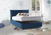 Dmora Amorino Doppelbett, Bettkasten mit Stoffbezug, 100 % Made in Italy, Öffnung vorne, geeignet für Matratze 120 x 190 cm, Blau Bild 4