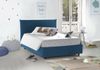 Dmora Amorino Doppelbett, Bettkasten mit Stoffbezug, 100 % Made in Italy, Öffnung vorne, geeignet für Matratze 120 x 190 cm, Blau Bild 2