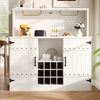 Sideboard 120x40x120 cm, weiß mit Holzmaserung, mit Weinregal und verstellbaren Einlegeböden，weiß Bild 2