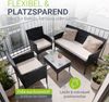 Juskys 'Fort Myers' Gartenmöbel Set mit Tisch, Sofa & 2 Stühlen, Polyrattan, 60x35 cm, Schwarz / Creme Bild 4