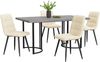 Essgruppe 5-tlg, Tisch marmorgrau/schwarz 140x80 cm, 4 Samtstühle beige Bild 3