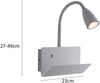 LED Schwanenhals Leselampe Weiß mit Ablage & USB-Ladefunktion, B. 23cm Bild 4