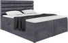 MEBLINI Boxspringbett KARIM 160x200 cm mit Bettkasten - H4/Dunkelgrau Samt Polsterbett - Doppelbett mit Topper & Taschenfederkern-Matratze Bild 2