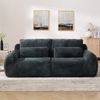 Flieks 2-Sitzer Sofa mit USB-Ladeanschluss & Seitentasche, hochfedernder Schaumstoff, Samt, Grau Bild 2