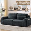 Flieks 2-Sitzer Sofa mit USB-Ladeanschluss & Seitentasche, hochfedernder Schaumstoff, Samt, Grau Bild 5