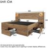 Ulife Holzbett Doppelbett mit LED-Downlights und USB Type-C, schwebende Nachttische (1-tlg, Ohne Matratze), Unterbett-Stauraum mit Schubladen, Eichenoptik, 180x200cm Bild 2