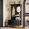Garderobe MDF mit Spiegel, Haken & Schuhschrank, 78x38,5x180,5 cm, Schwarz Bild 5