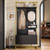 Garderobe MDF mit Spiegel, Haken & Schuhschrank, 78x38,5x180,5 cm, Schwarz Bild 4