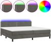 vidaXL Boxspringbett mit Matratze & LED Samt Dunkelgrau 200x200 cm, Härtegrad: H2 [3134364] Bild 2