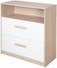roba Wickelkommode Cabane mit abnehmbarem Aufsatz - Offenes Fach + 2 Schubladen mit Vollauszug - Mitwachsende Babykommode - Griffe aus Holz - Weiß/ Eiche Bild 5