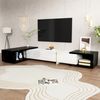 Merax TV-Schrank mit variabler Länge (140-260 cm), drehbarer Funktion, schwarzer Marmoroptik, weißem Hochglanz-Matt-Finish und goldenen Verzierungen Bild 2