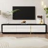 Merax TV-Schrank mit variabler Länge (140-260 cm), drehbarer Funktion, schwarzer Marmoroptik, weißem Hochglanz-Matt-Finish und goldenen Verzierungen Bild 5