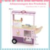 Eiswagen Kinder mit Eiscreme Spielzeug Kaufladen Holz mit Eismaschine Rosa Bild 3