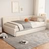 Daybett, Samt mit ausziehbarem Rollbett & Lattenrost, 90x200 cm, Beige, ohne Matratze Bild 5