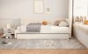 Daybett, Samt mit ausziehbarem Rollbett & Lattenrost, 90x200 cm, Beige, ohne Matratze Bild 2