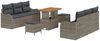 vidaXL Garten-Sofa-Set mit Kissen mit Speicher 9 pcs Grau 3364173 Bild 2