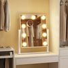 SONGMICS Make-up Spiegel mit LED-Beleuchtung, Kosmetikspiegel, Touch-Steuerung, Handyhalter, 3 Lichtfarben, 25 x 30 cm, weiß Bild 2