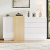 Merax Weißes Hochglanz-Sideboard, Moderner Esszimmerschrank mit Stauraum, Minimalistischer holzfarbener moderner Aufbewahrungsschrank Bild 2
