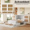 Schrankbett 140 x 200 cm, Wandbett mit Lattenrost, Wandklappbett, Vertikales schrankbett mit Lattenrost, mit Stauraumschubladen, Rattan-Design, Holzbetten, Jugendbetten, Einzelbetten, Weiß Bild 4