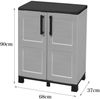 Dmora Anthony-Außengarderobe, Mehrzweck-Balkongarderobe, 2-türiger Außenschrank, 100 % Made in Italy, 68 x 37 x 90 cm, Hellgrau und Schwarz, kariertes Finish Bild 3