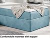 MEBLINI Kinderbett mit Bettkasten CARDI 90x200 Links – H3/Blau Samt Gepolstert Einzelbett mit Matratze - Polsterbett mit Stauraum - Bett mit Kopfteil – Stauraumbett Bild 4