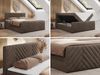 Boxspringbett mit zwei Bettkästen, 7 Härtezonen Multipocket-Matratzen, dekoratives Kopfteil und Front, Doppelbett - PARIS DUO - 180 x 200 cm - Braun Velours - H3 Bild 2