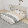 Flieks Polsterbett 160x200cm, Doppelbett mit weicher Kopfteil und hydraulischem Stauraum, Samt, Beige Bild 2