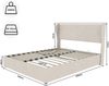 Flieks Polsterbett 160x200cm, Doppelbett mit weicher Kopfteil und hydraulischem Stauraum, Samt, Beige Bild 4