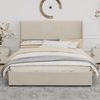 Flieks Polsterbett 160x200cm, Doppelbett mit weicher Kopfteil und hydraulischem Stauraum, Samt, Beige Bild 3