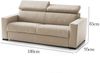 Dmora 2-Sitzer festes Sofa Aggius, Sofa aus gepolstertem Stoff, verstellbare Kopfstützen und schmale Armlehnen, 100 % Made in Italy, 180 x 95 x 85 cm, Beige Bild 3