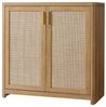 VASAGLE Küchenschrank im Boho-Stil, Türen Rattan-Optik, Sideboard, verstellbare Ablage, Wohnzimmer, braun Bild 2